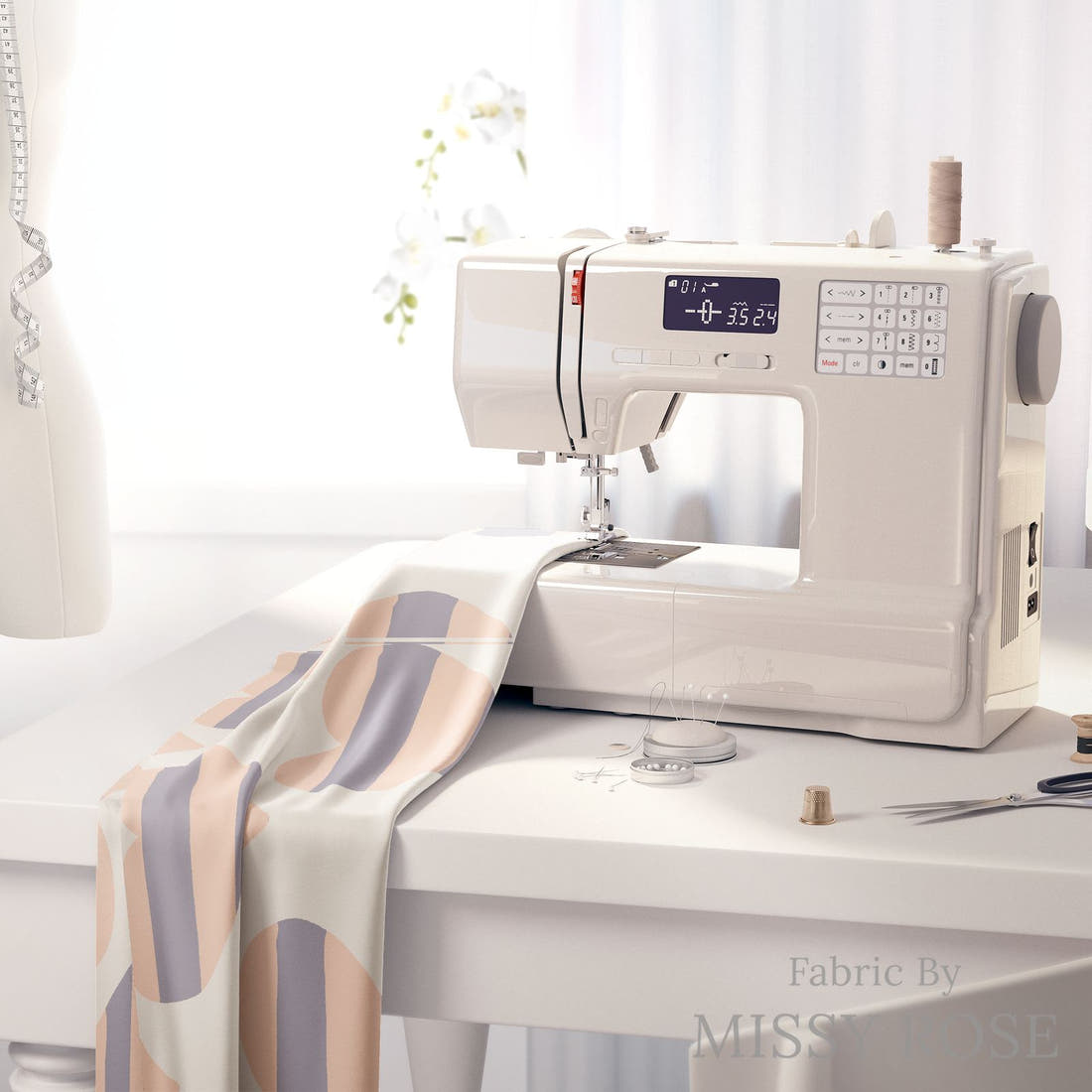Kristina Forrest 100 on a sewing machine - premium fabric for sewing projects | Fabric by Missy Rose