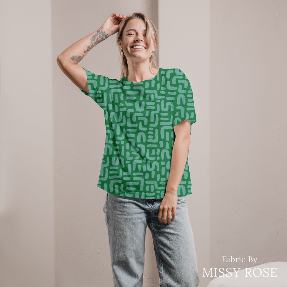 Kristina Forrest 14 sewn into an all-over print shirt - see how the print looks made up | Fabric by Missy Rose