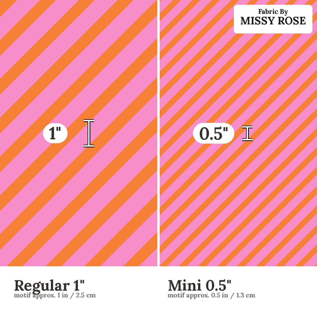 Kristina Forrest 151 Regular 1 inch vs Mini 0.5 inch print scale side by side | Fabric by Missy Rose