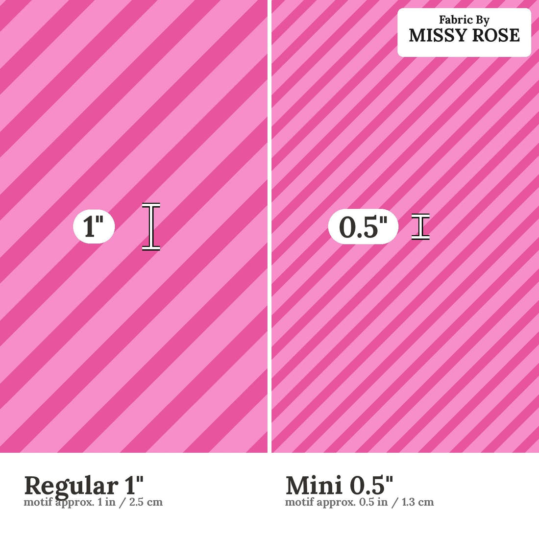 Kristina Forrest 152 Regular 1 inch vs Mini 0.5 inch print scale side by side | Fabric by Missy Rose