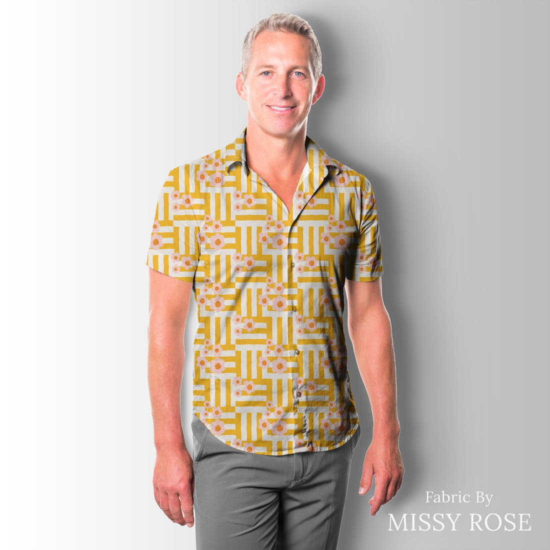 Kristina Forrest 158 sewn into a men's shirt - see how the print looks made up | Fabric by Missy Rose