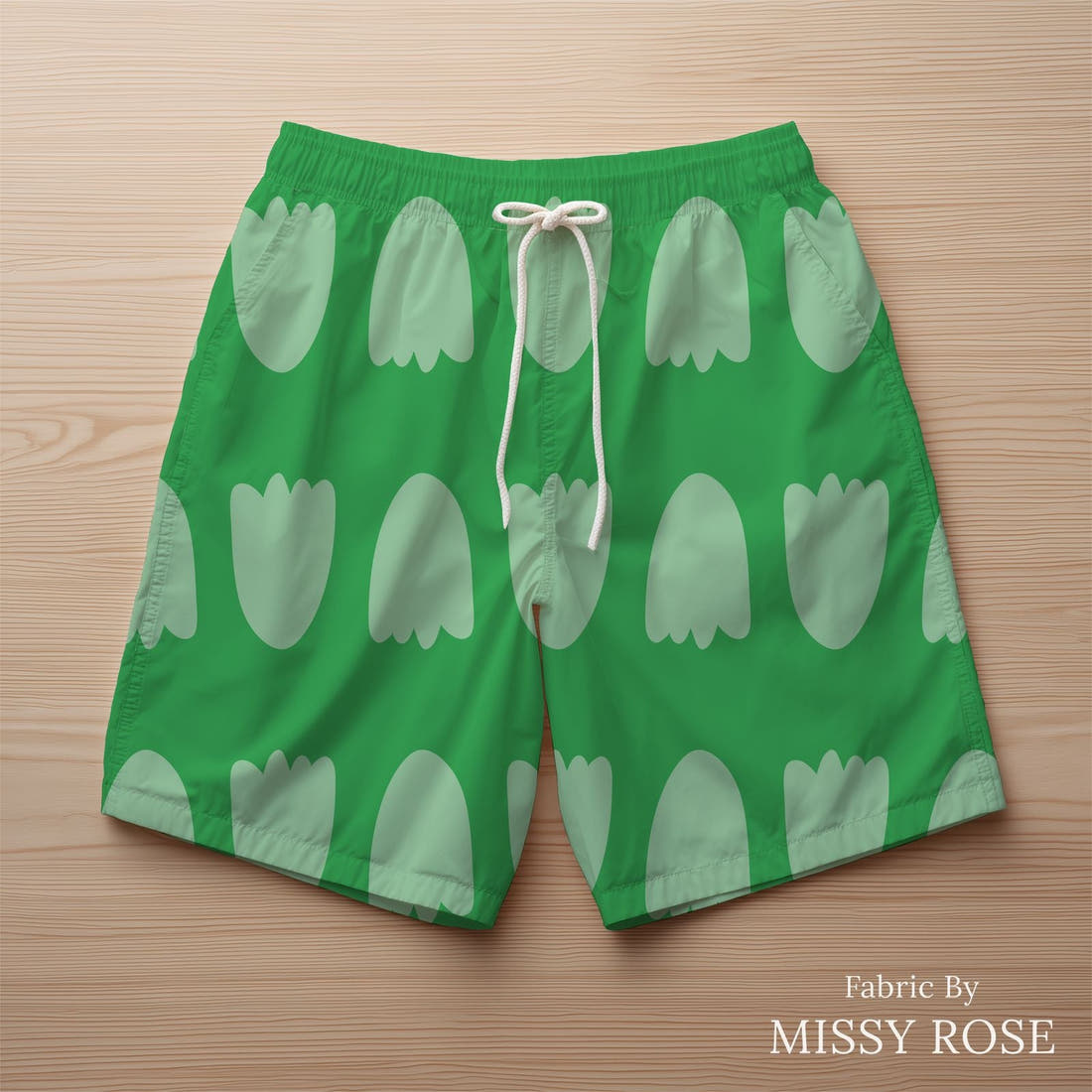 Kristina Forrest 16 sewn into swim shorts - see how the print looks made up | Fabric by Missy Rose