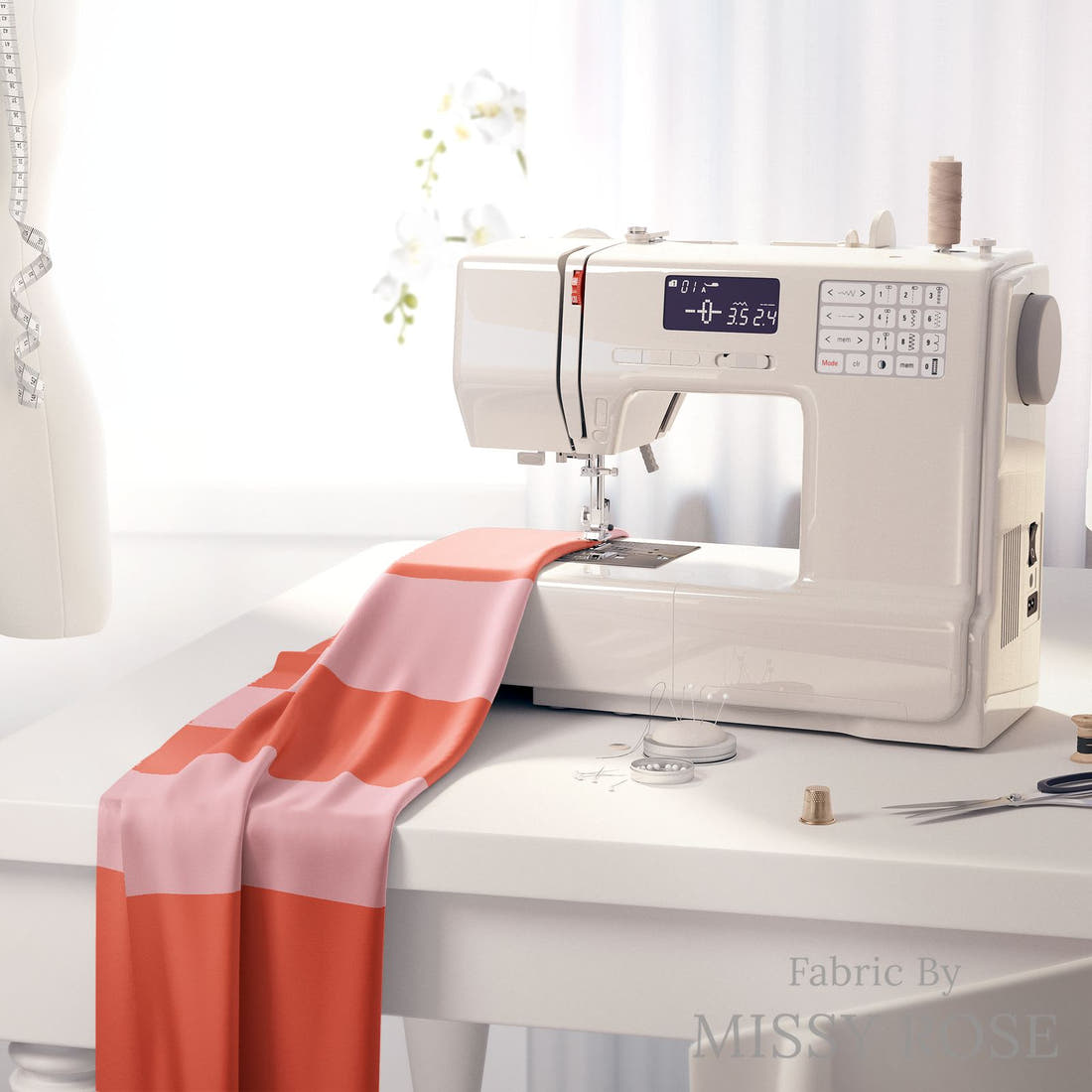 Kristina Forrest 160 on a sewing machine - premium fabric for sewing projects | Fabric by Missy Rose