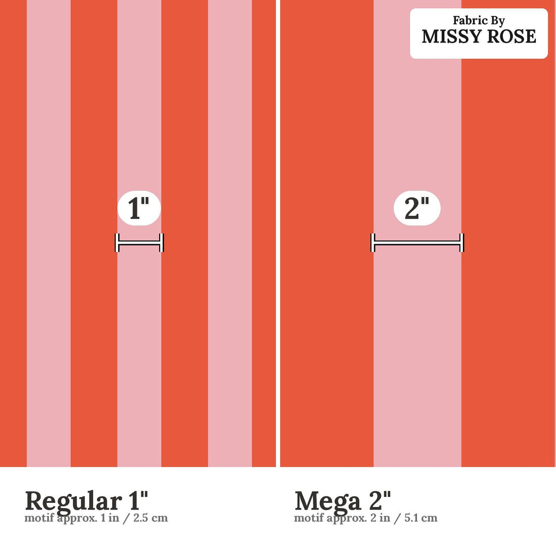 Kristina Forrest 160 Regular 1 inch vs Mega 2 inch print scale side by side | Fabric by Missy Rose