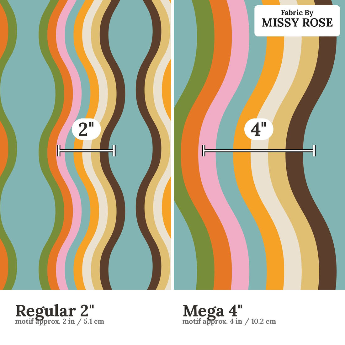 Kristina Forrest 163 Regular 2 inch vs Mega 4 inch print scale side by side | Fabric by Missy Rose