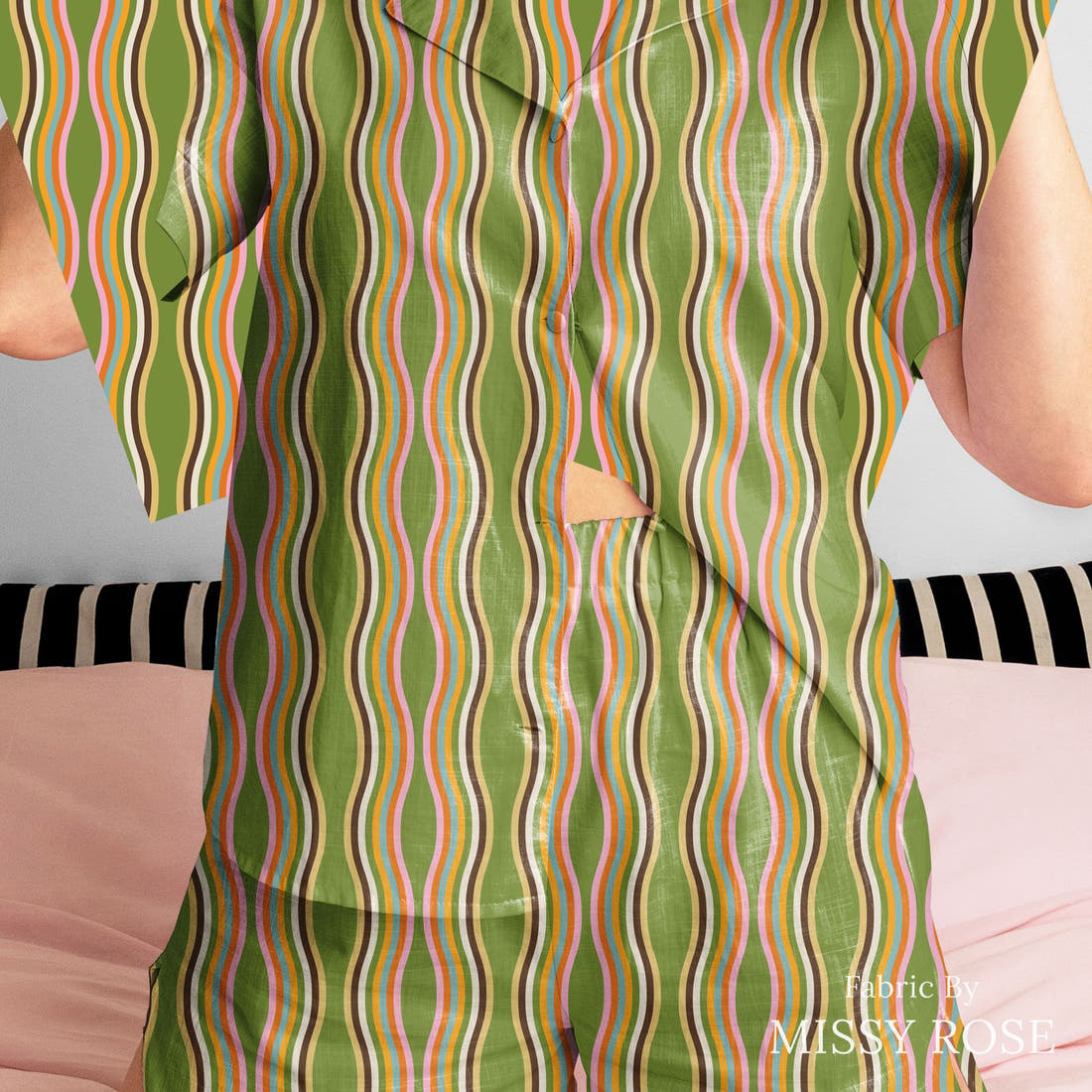 Kristina Forrest 167 sewn into a women's pyjama set - see how the print looks made up | Fabric by Missy Rose