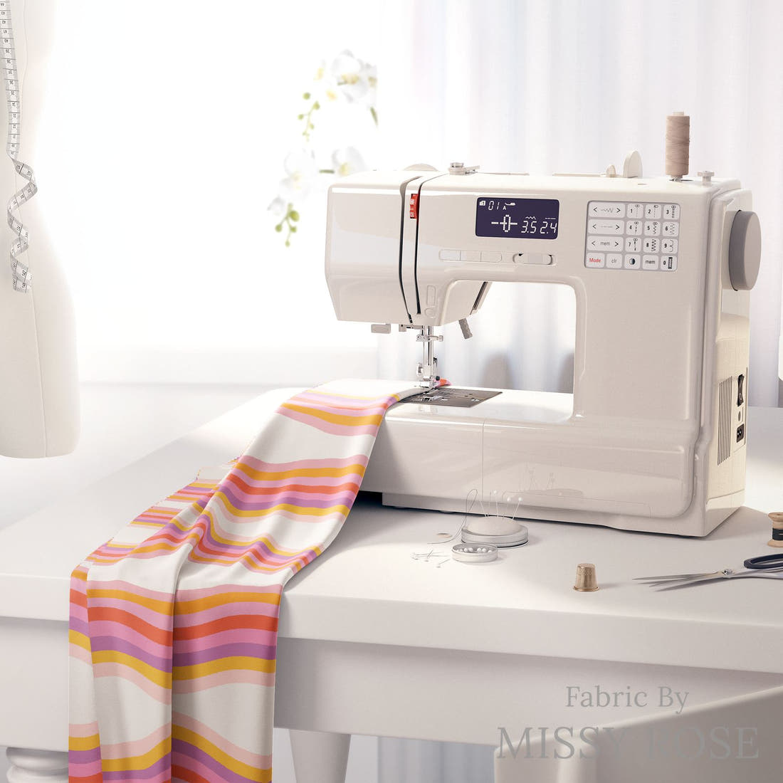 Kristina Forrest 170 on a sewing machine - premium fabric for sewing projects | Fabric by Missy Rose