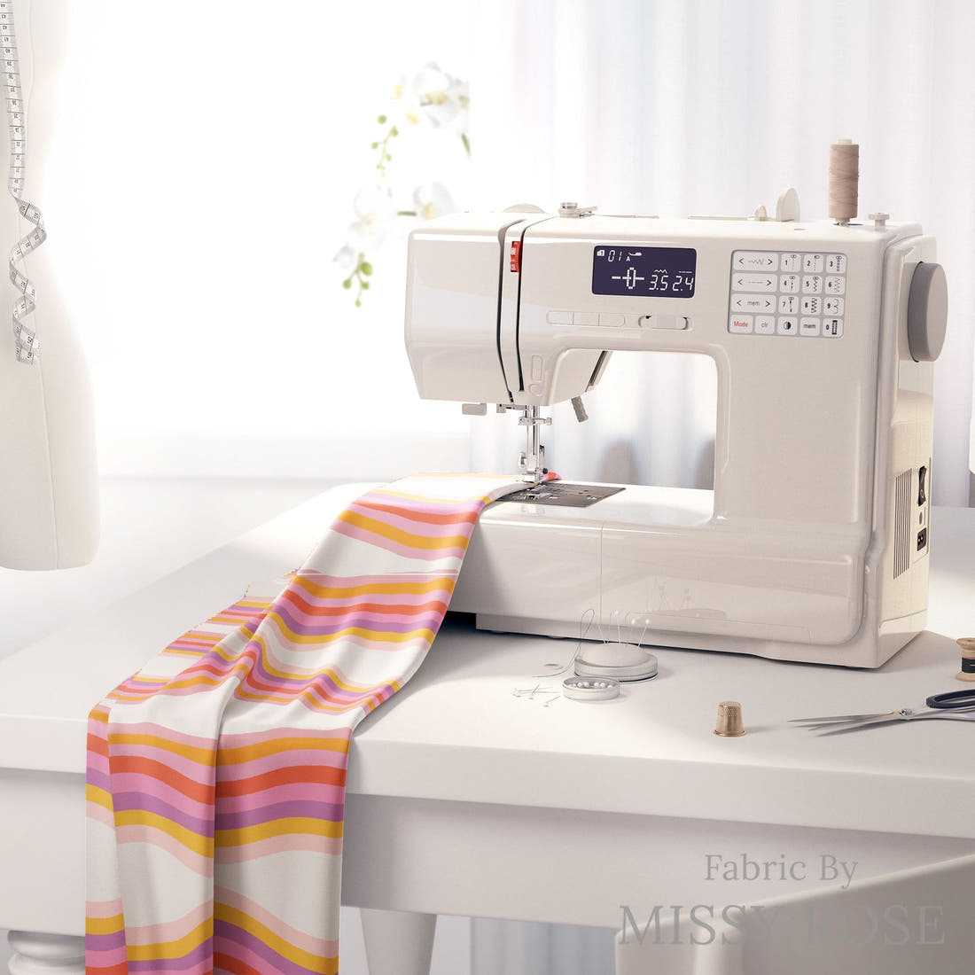 Kristina Forrest 170 on a sewing machine - premium fabric for sewing projects | Fabric by Missy Rose
