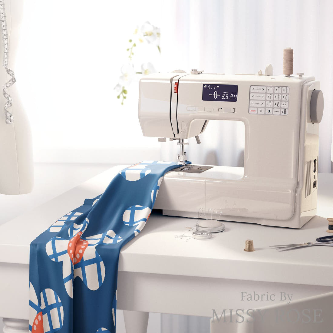 Kristina Forrest 172 on a sewing machine - premium fabric for sewing projects | Fabric by Missy Rose