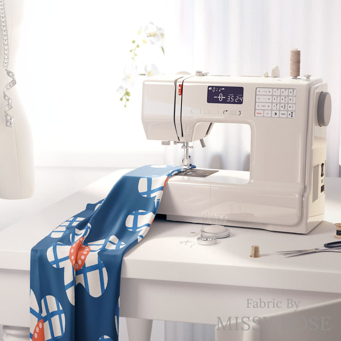Kristina Forrest 172 on a sewing machine - premium fabric for sewing projects | Fabric by Missy Rose