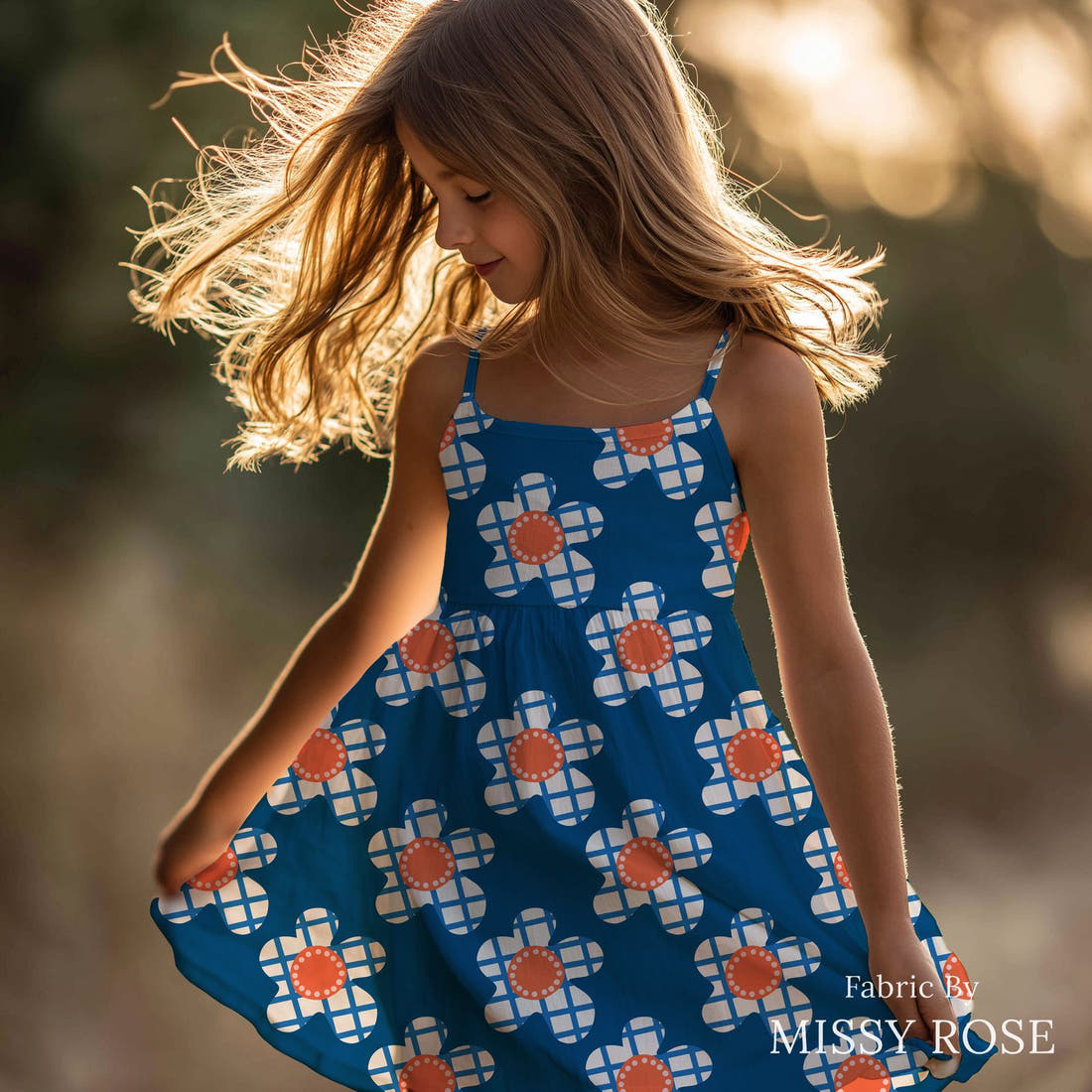 Kristina Forrest 172 sewn into a girls' dress - see how the print looks made up | Fabric by Missy Rose