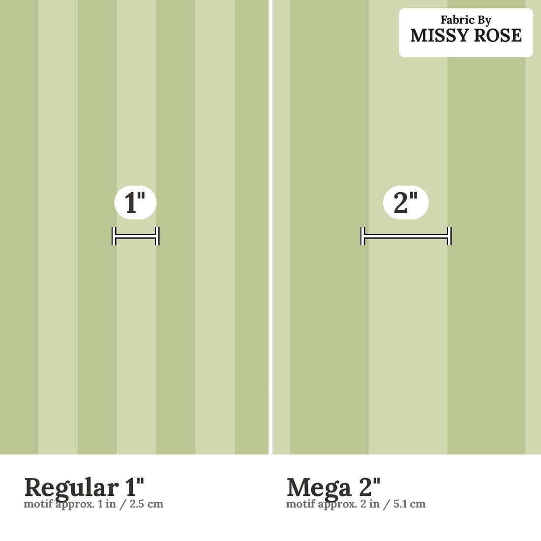 Kristina Forrest 173 Regular 1 inch vs Mega 2 inch print scale side by side | Fabric by Missy Rose