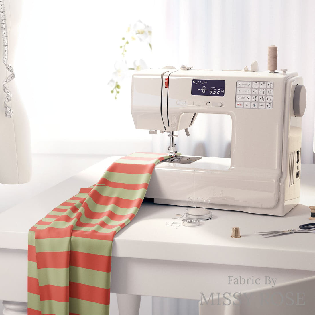 Kristina Forrest 174 on a sewing machine - premium fabric for sewing projects | Fabric by Missy Rose