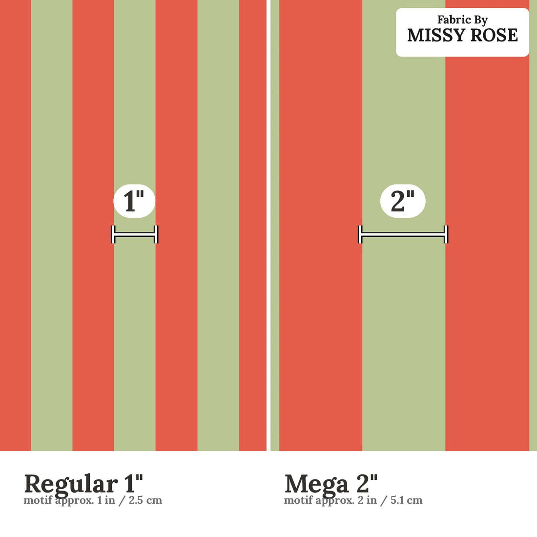 Kristina Forrest 174 Regular 1 inch vs Mega 2 inch print scale side by side | Fabric by Missy Rose