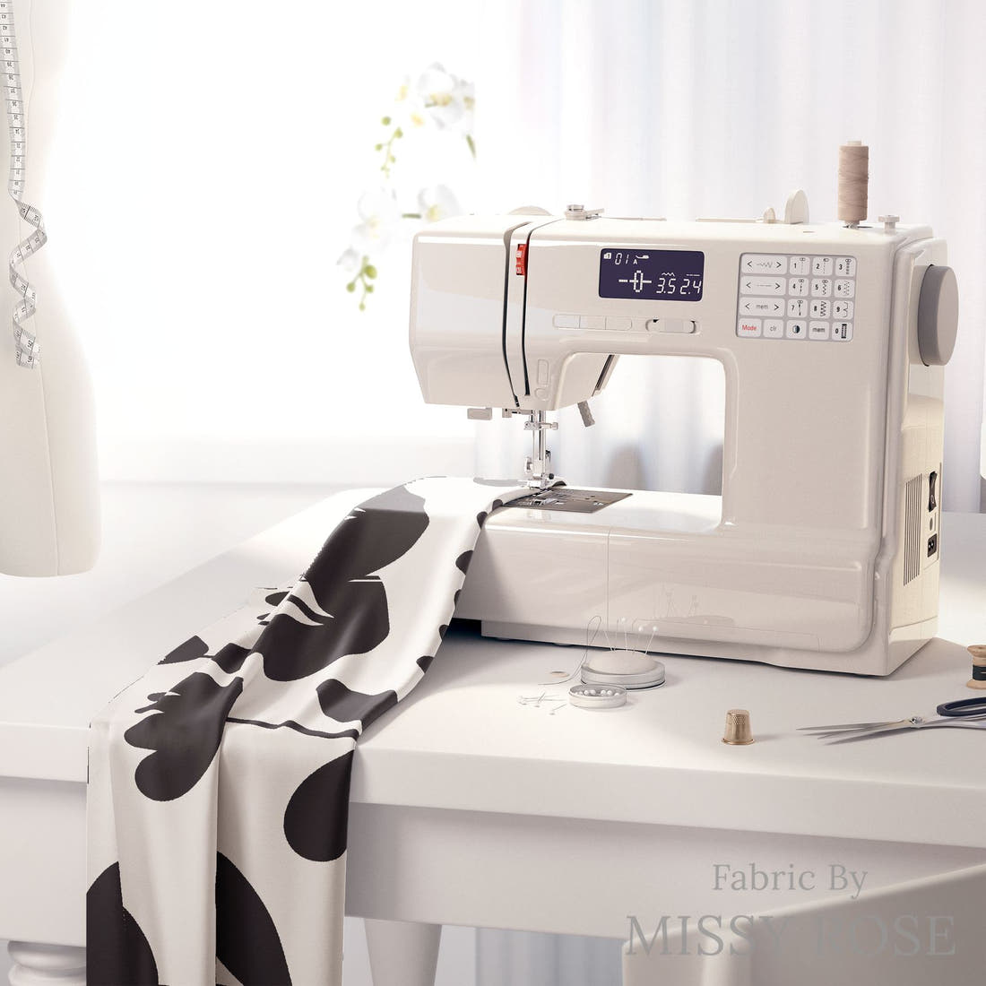 Kristina Forrest 175 on a sewing machine - premium fabric for sewing projects | Fabric by Missy Rose