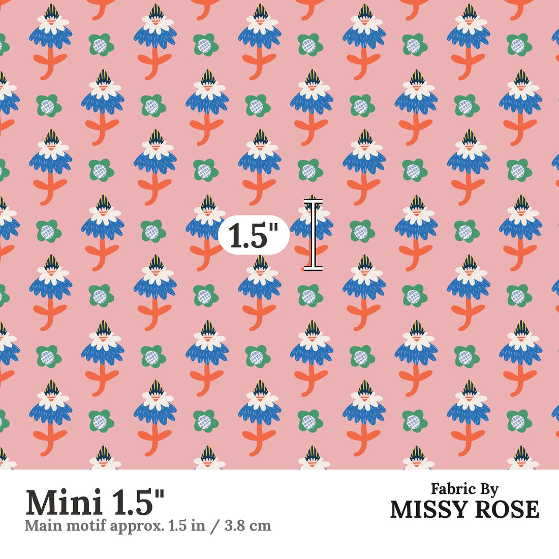 Kristina Forrest 176 Mini 1.5 inch print scale guide | Fabric by Missy Rose