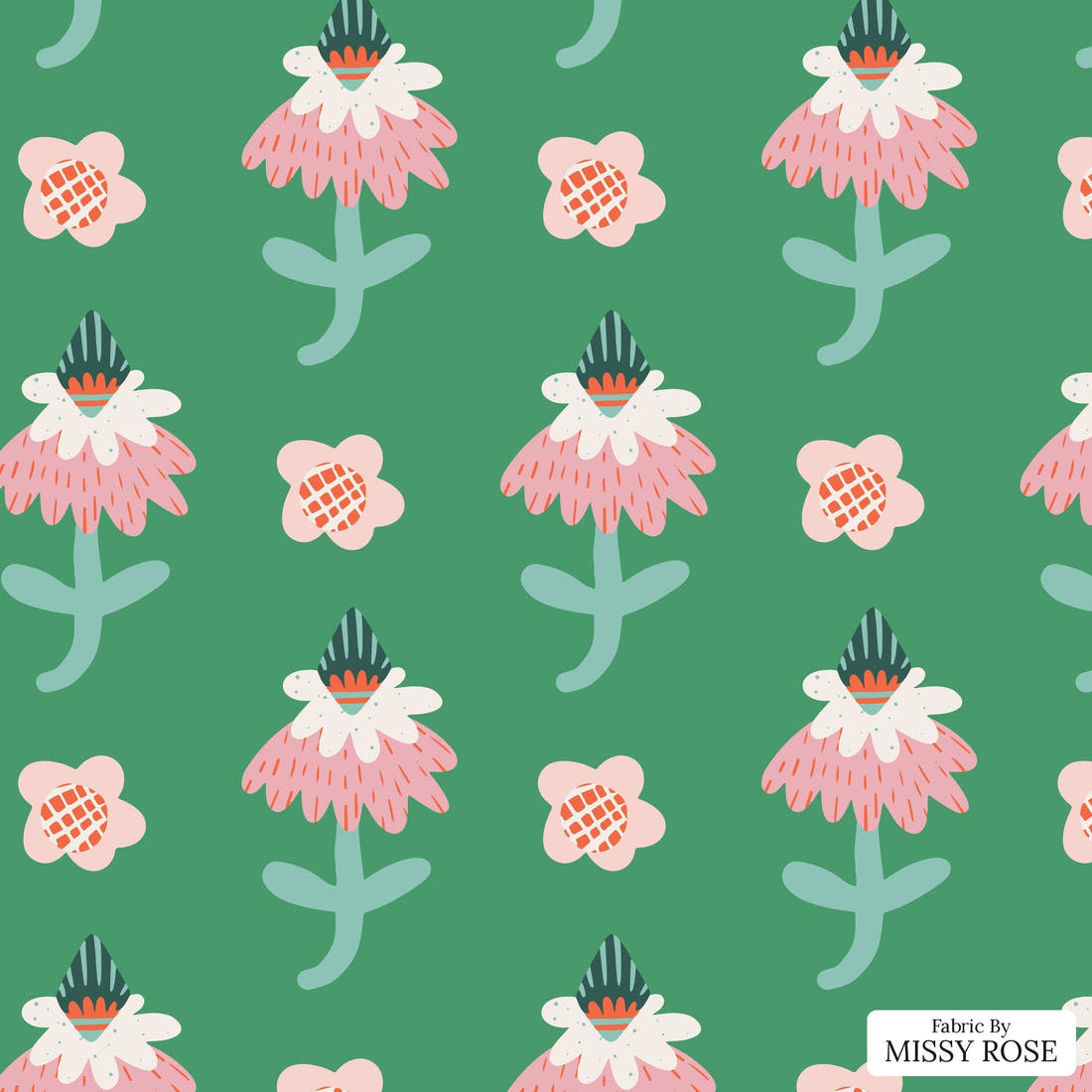 Kristina Forrest 177 - flat view of the print, zoom in for detail | Fabric by Missy Rose