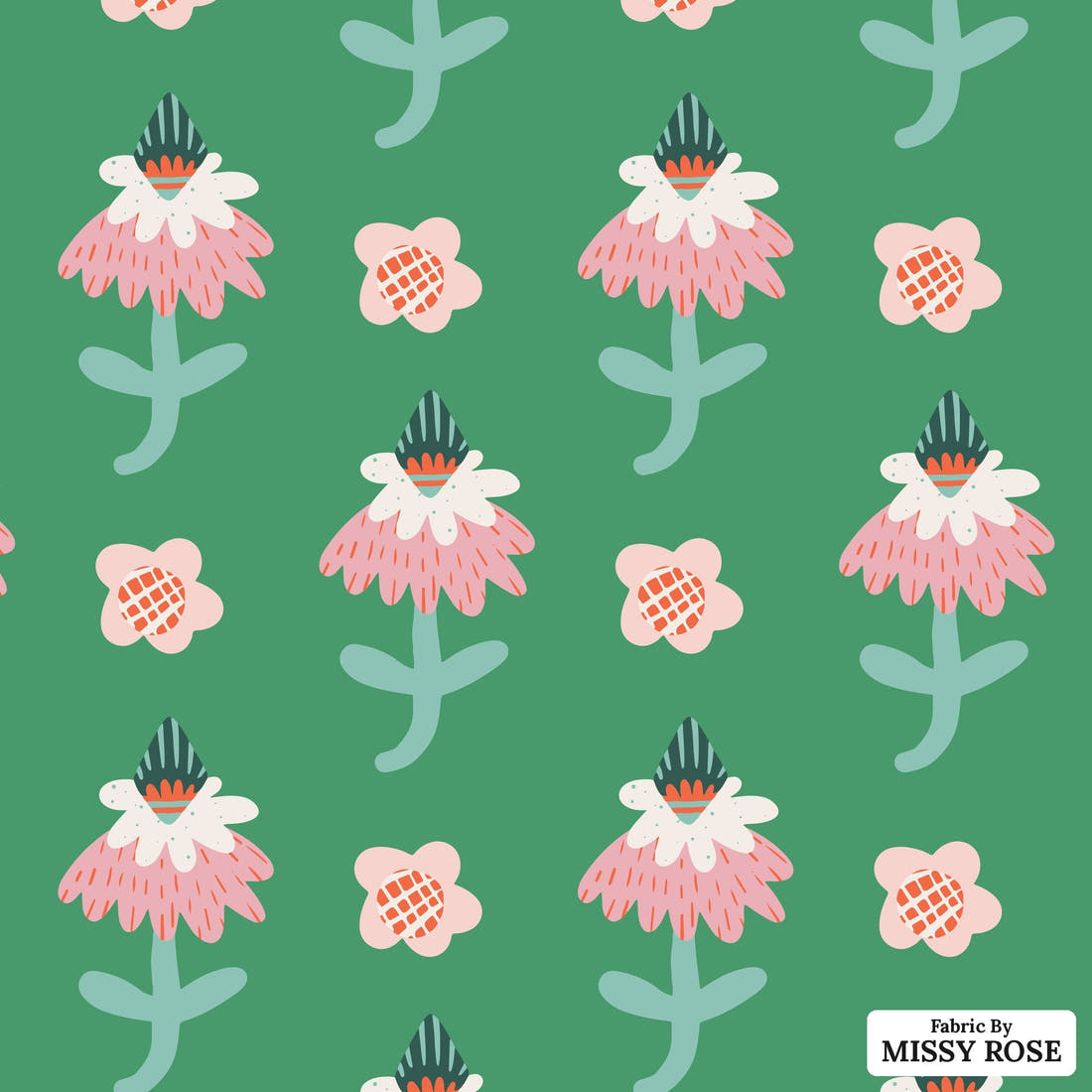 Kristina Forrest 177 - flat view of the print, zoom in for detail | Fabric by Missy Rose