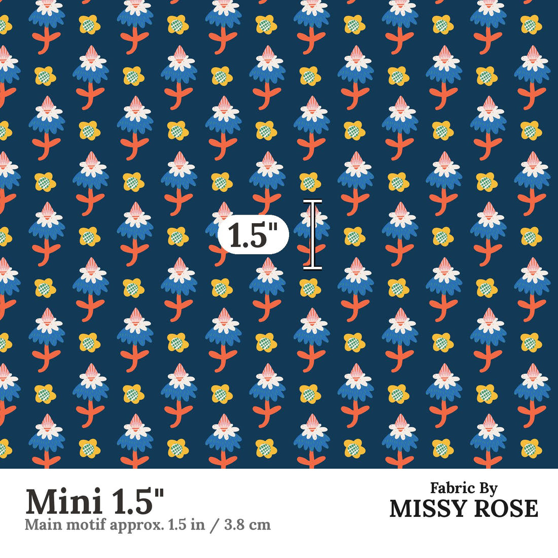Kristina Forrest 178 Mini 1.5 inch print scale guide | Fabric by Missy Rose