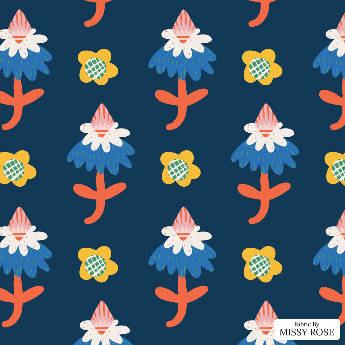 Kristina Forrest 178 - flat view of the print, zoom in for detail | Fabric by Missy Rose
