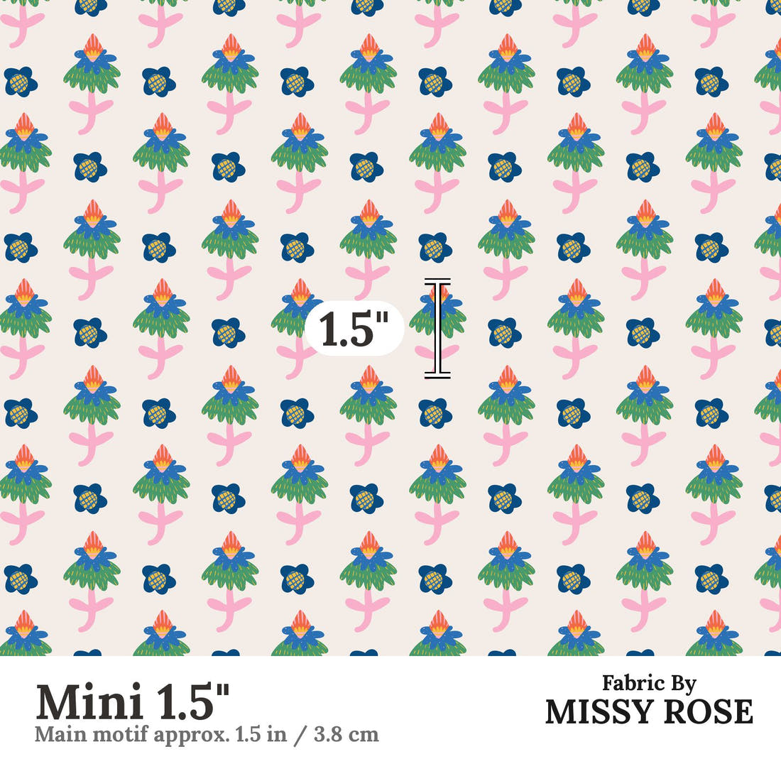 Kristina Forrest 179 Mini 1.5 inch print scale guide | Fabric by Missy Rose