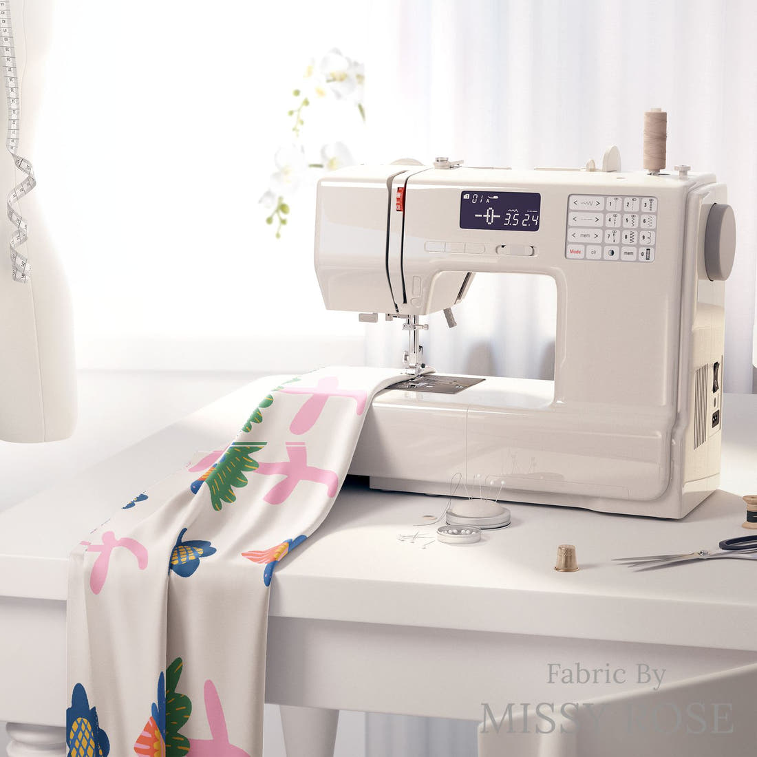 Kristina Forrest 179 on a sewing machine - premium fabric for sewing projects | Fabric by Missy Rose