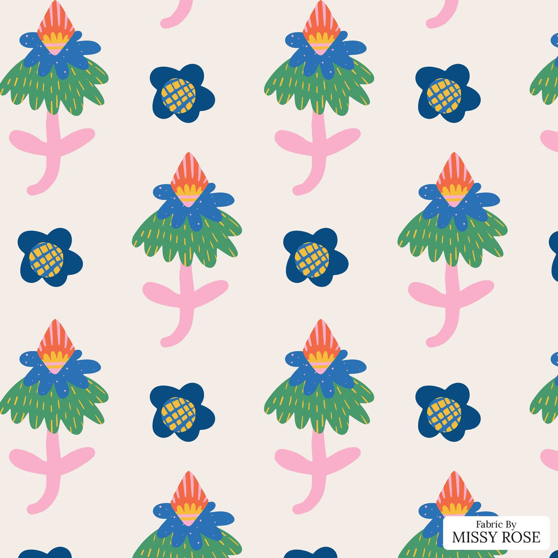 Kristina Forrest 179 - flat view of the print, zoom in for detail | Fabric by Missy Rose