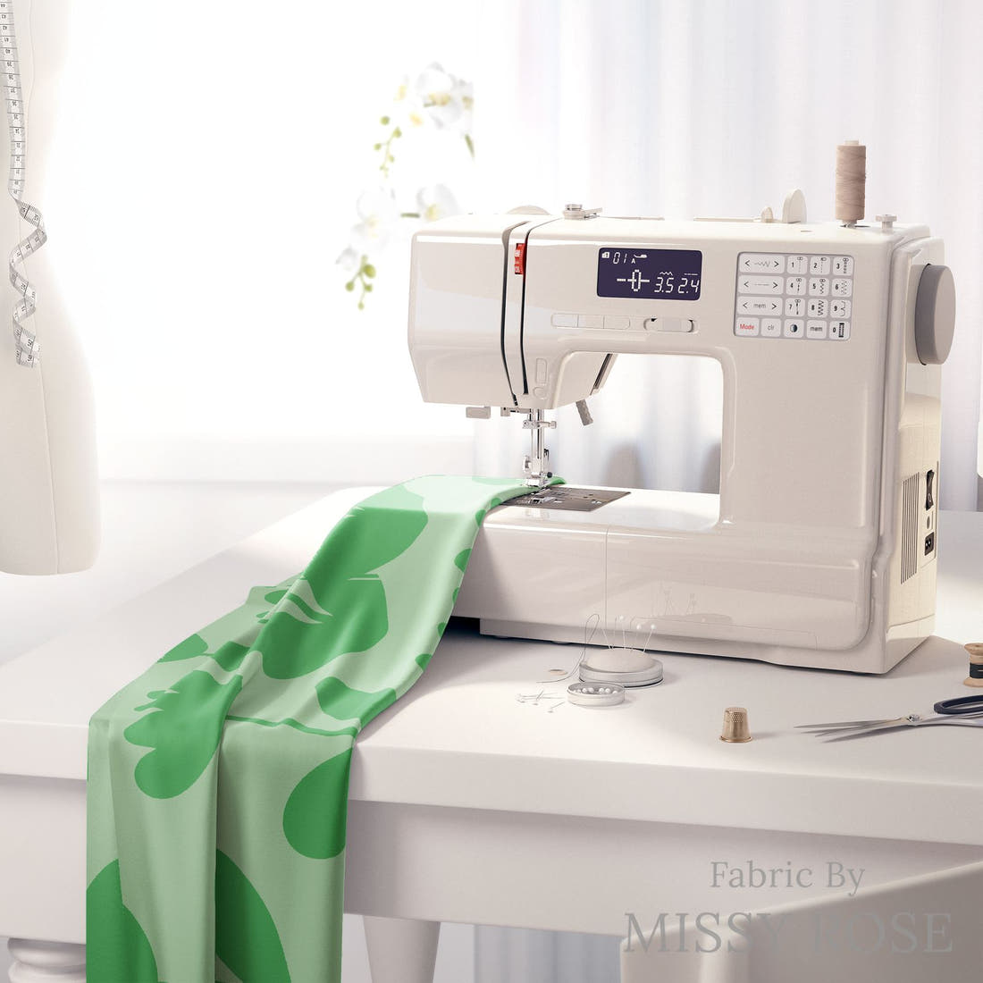Kristina Forrest 180 on a sewing machine - premium fabric for sewing projects | Fabric by Missy Rose