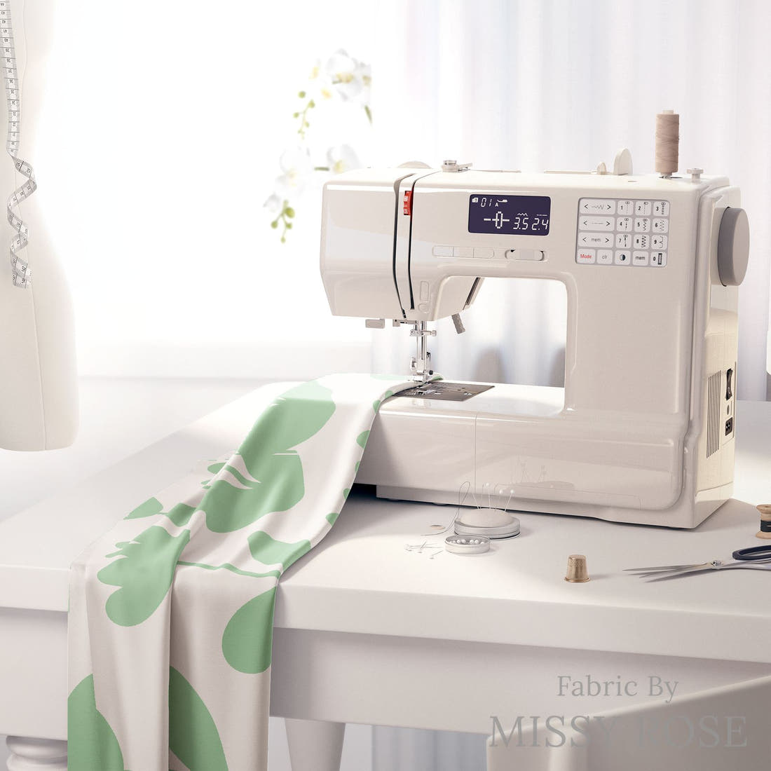 Kristina Forrest 181 on a sewing machine - premium fabric for sewing projects | Fabric by Missy Rose