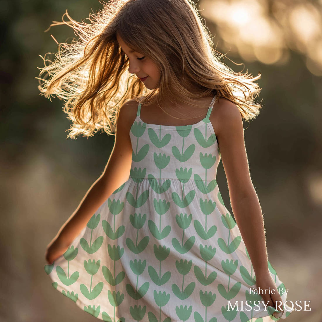 Kristina Forrest 181 sewn into a girls' dress - see how the print looks made up | Fabric by Missy Rose