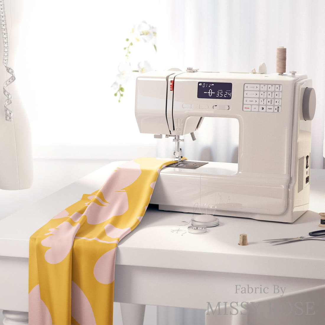 Kristina Forrest 182 on a sewing machine - premium fabric for sewing projects | Fabric by Missy Rose