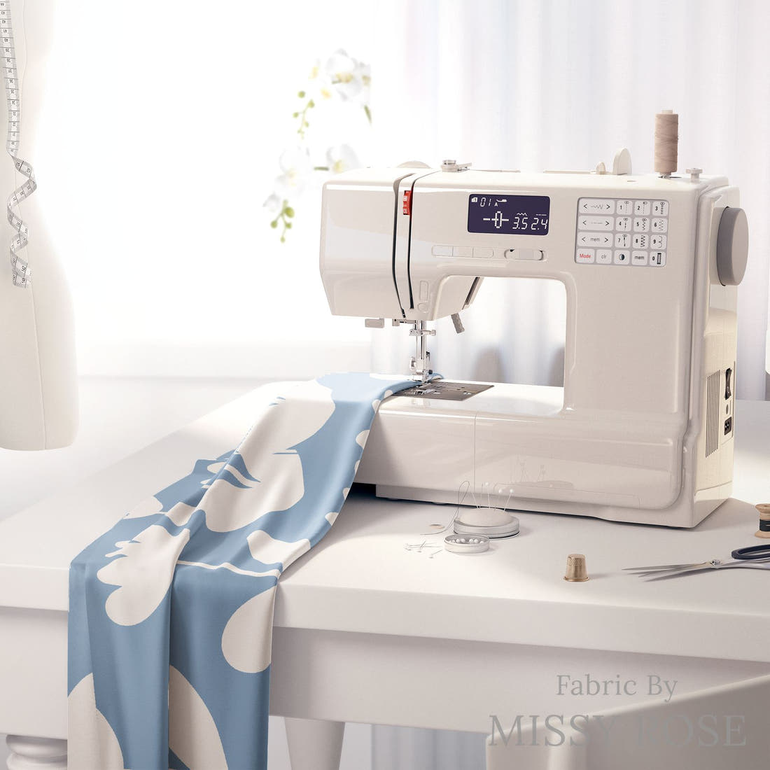 Kristina Forrest 183 on a sewing machine - premium fabric for sewing projects | Fabric by Missy Rose