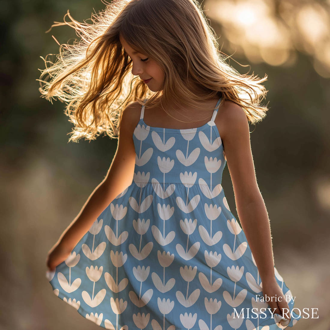 Kristina Forrest 183 sewn into a girls' dress - see how the print looks made up | Fabric by Missy Rose