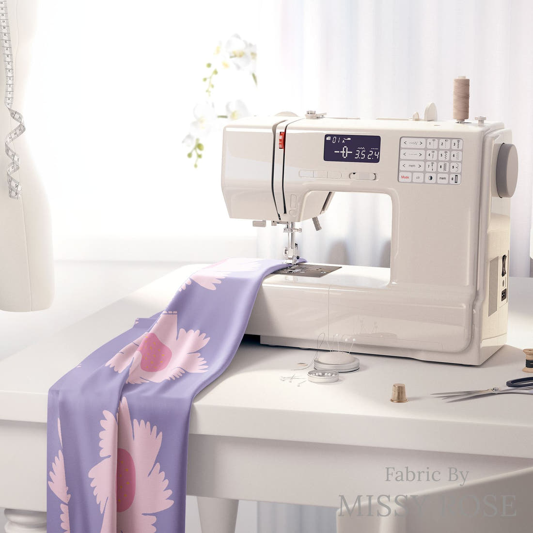 Kristina Forrest 184 on a sewing machine - premium fabric for sewing projects | Fabric by Missy Rose