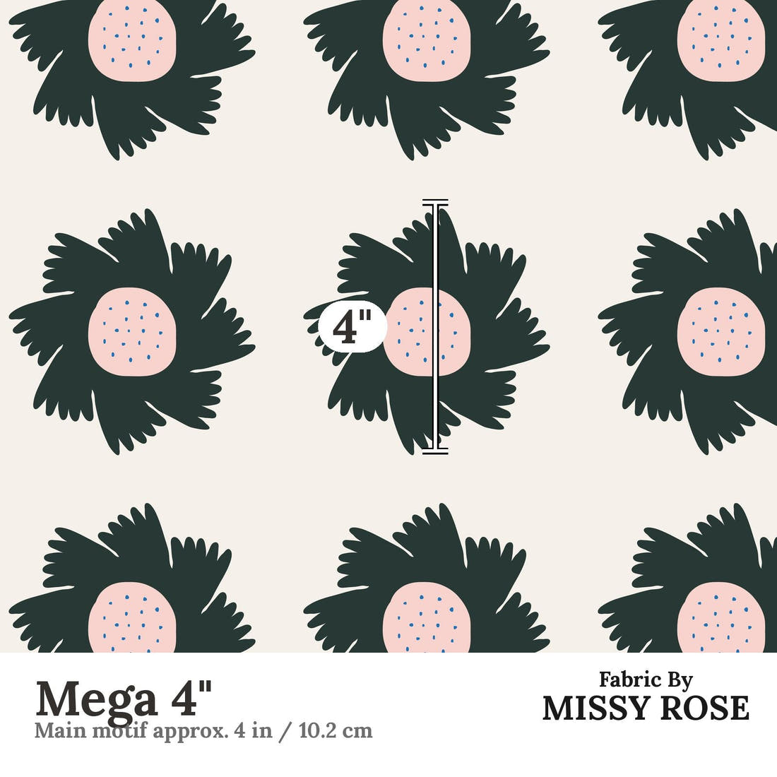 Kristina Forrest 185 Mega 4 inch print scale guide | Fabric by Missy Rose