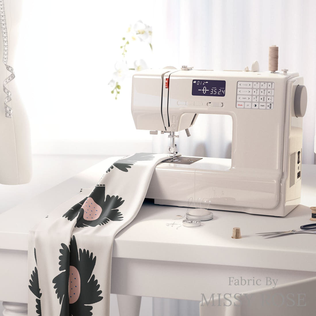 Kristina Forrest 185 on a sewing machine - premium fabric for sewing projects | Fabric by Missy Rose