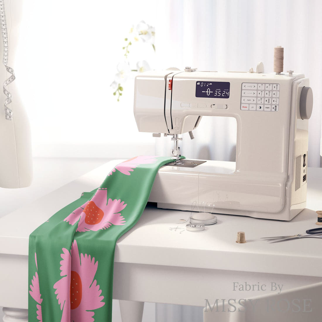 Kristina Forrest 186 on a sewing machine - premium fabric for sewing projects | Fabric by Missy Rose