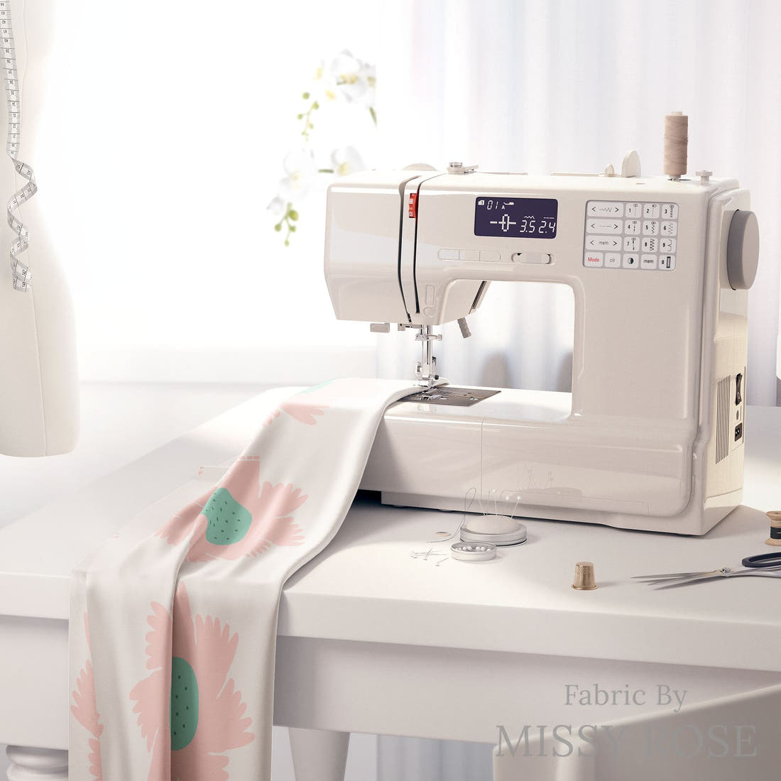 Kristina Forrest 187 on a sewing machine - premium fabric for sewing projects | Fabric by Missy Rose