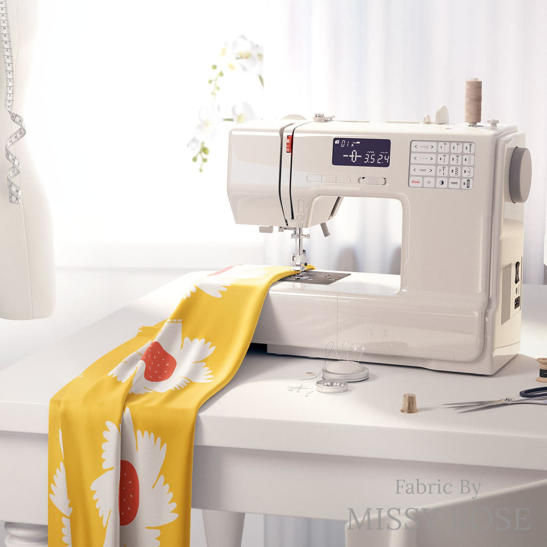 Kristina Forrest 188 on a sewing machine - premium fabric for sewing projects | Fabric by Missy Rose