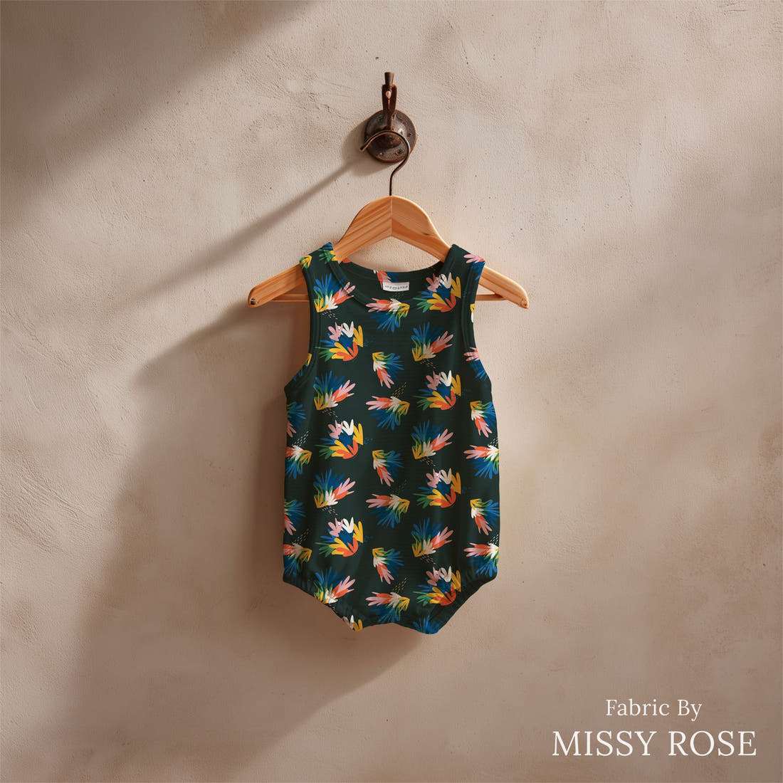 Kristina Forrest 189 sewn into a baby romper - see how the print looks made up | Fabric by Missy Rose