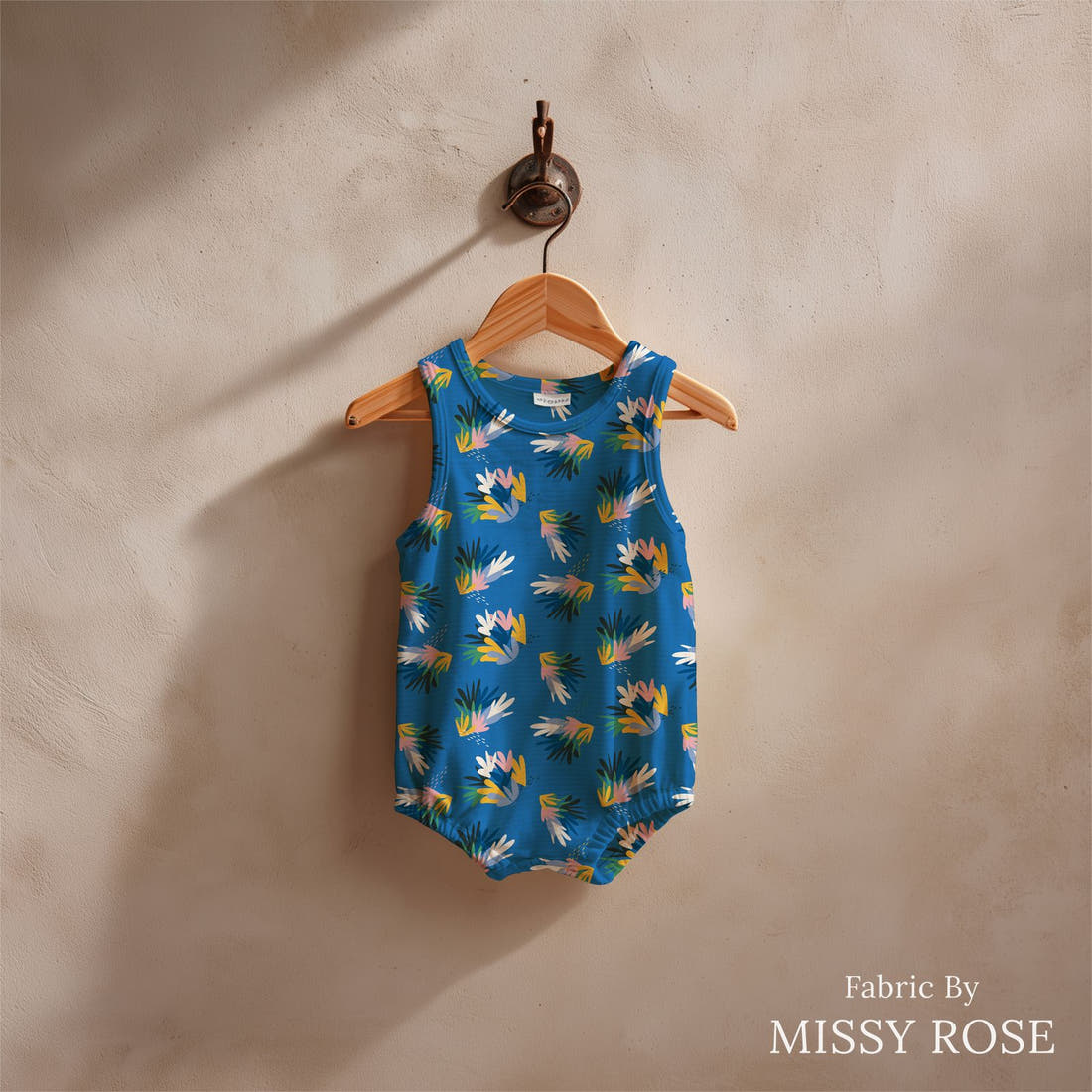 Kristina Forrest 190 sewn into a baby romper - see how the print looks made up | Fabric by Missy Rose