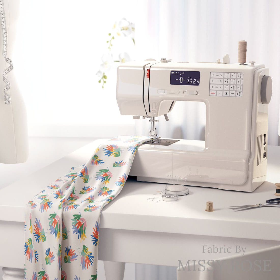 Kristina Forrest 191 on a sewing machine - premium fabric for sewing projects | Fabric by Missy Rose