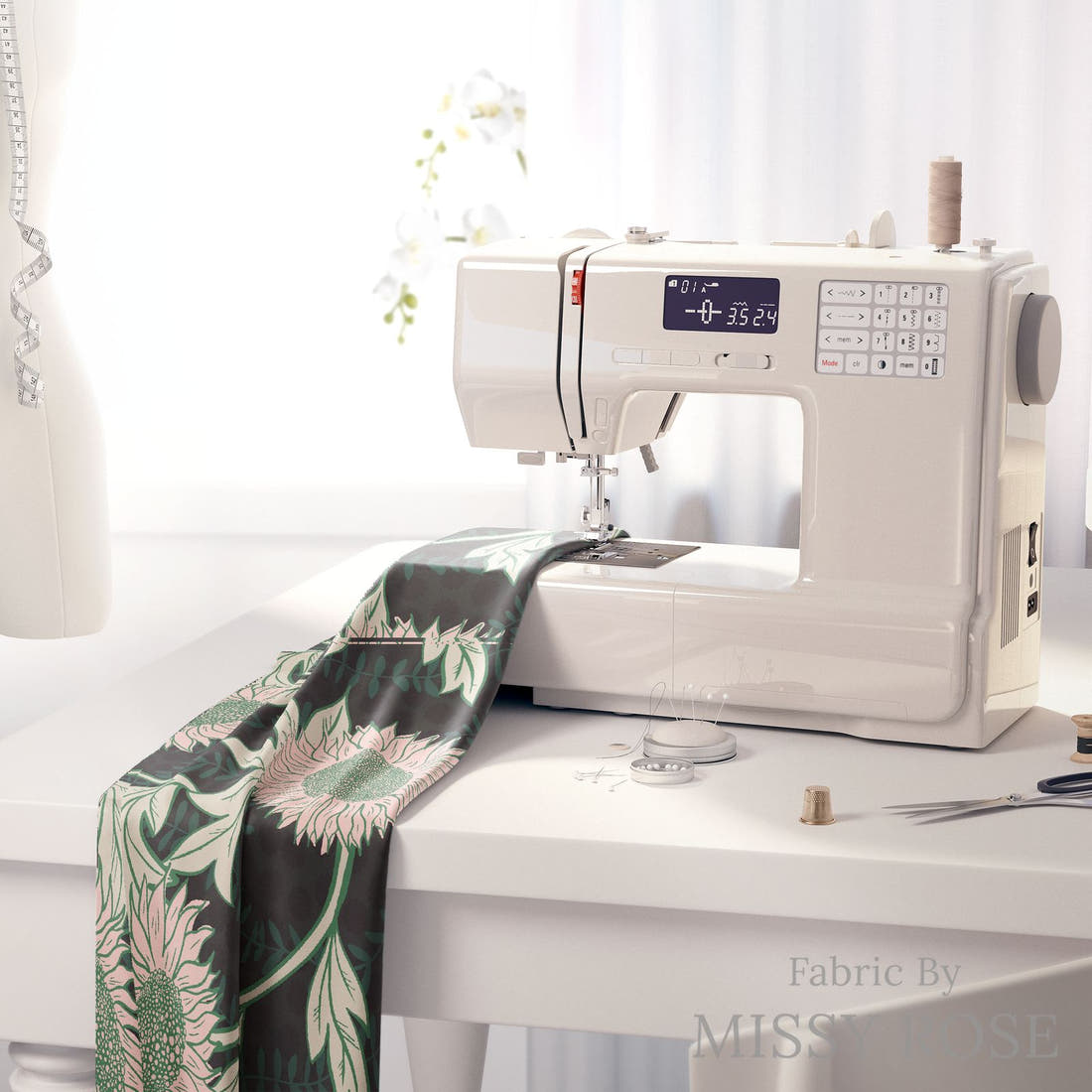 Kristina Forrest 192 on a sewing machine - premium fabric for sewing projects | Fabric by Missy Rose