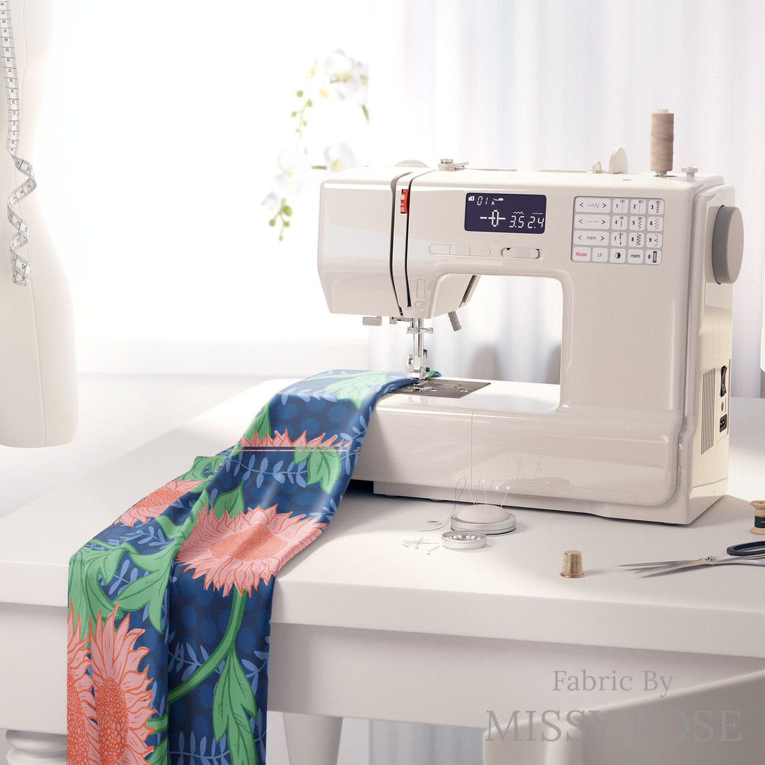 Kristina Forrest 193 on a sewing machine - premium fabric for sewing projects | Fabric by Missy Rose