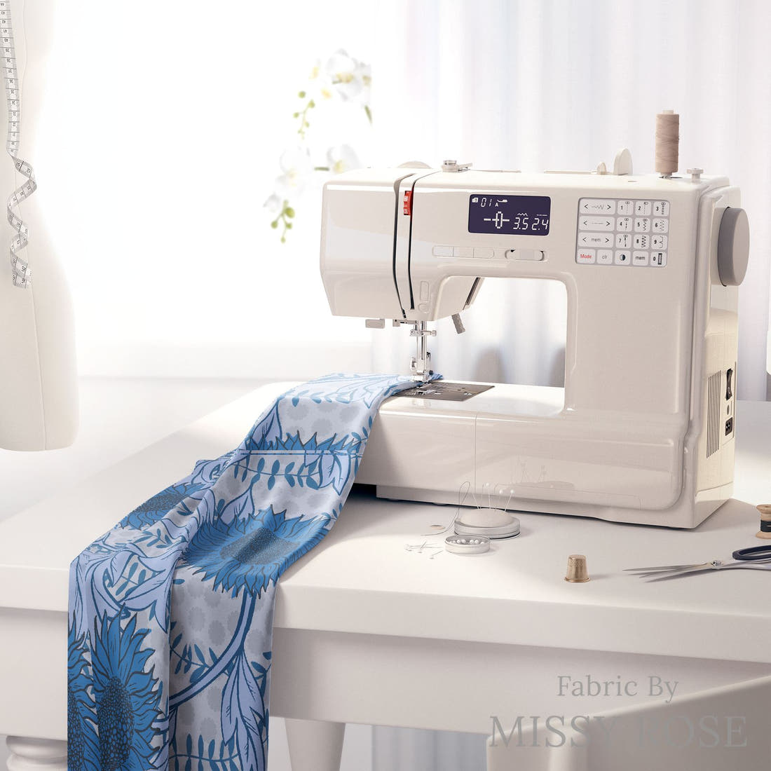 Kristina Forrest 194 on a sewing machine - premium fabric for sewing projects | Fabric by Missy Rose