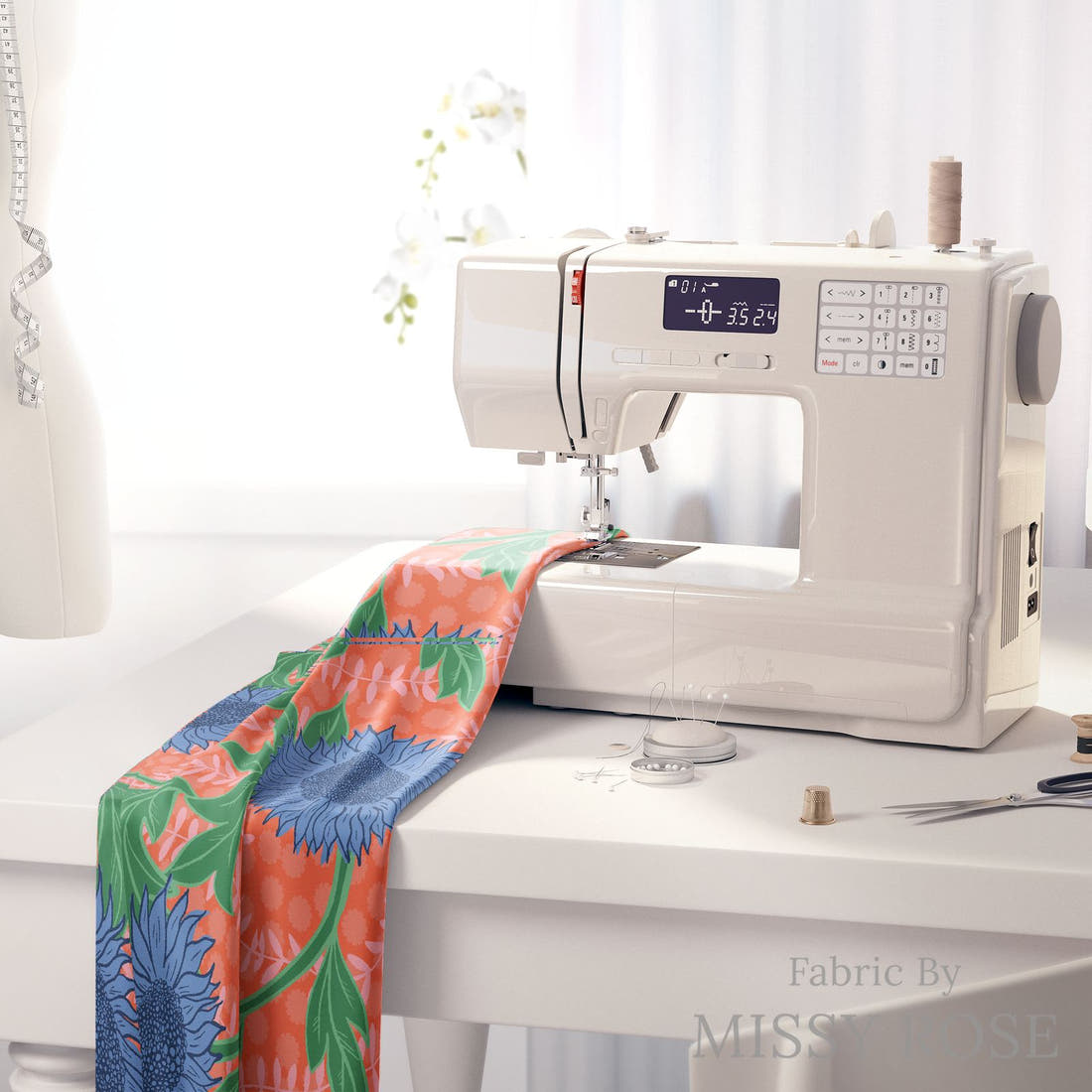 Kristina Forrest 196 on a sewing machine - premium fabric for sewing projects | Fabric by Missy Rose
