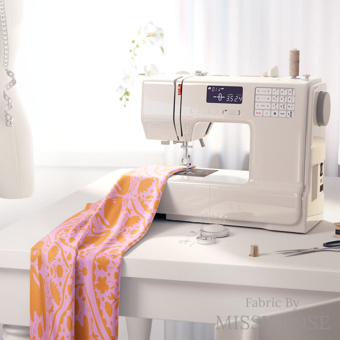Kristina Forrest 200 on a sewing machine - premium fabric for sewing projects | Fabric by Missy Rose