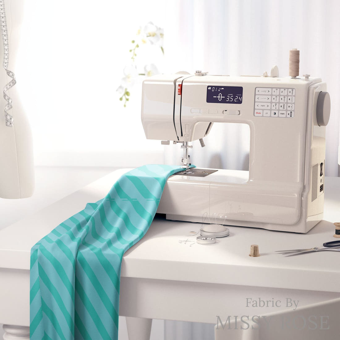 Kristina Forrest 201 on a sewing machine - premium fabric for sewing projects | Fabric by Missy Rose