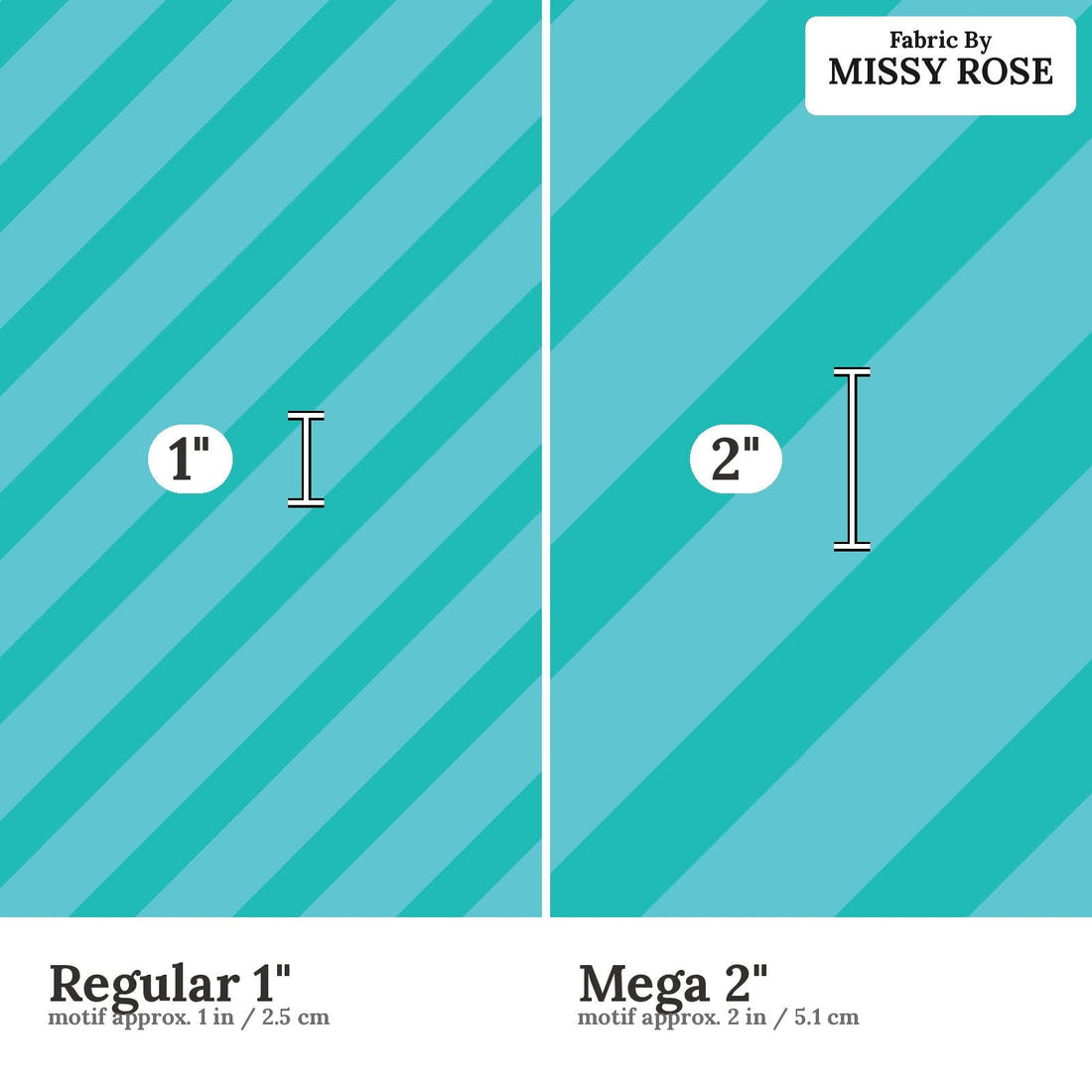 Kristina Forrest 201 Regular 1 inch vs Mega 2 inch print scale side by side | Fabric by Missy Rose