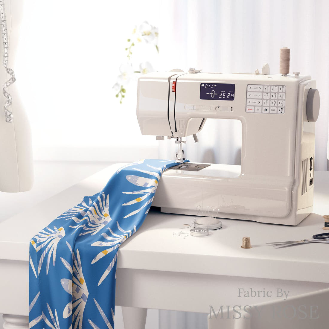 Kristina Forrest 202 on a sewing machine - premium fabric for sewing projects | Fabric by Missy Rose